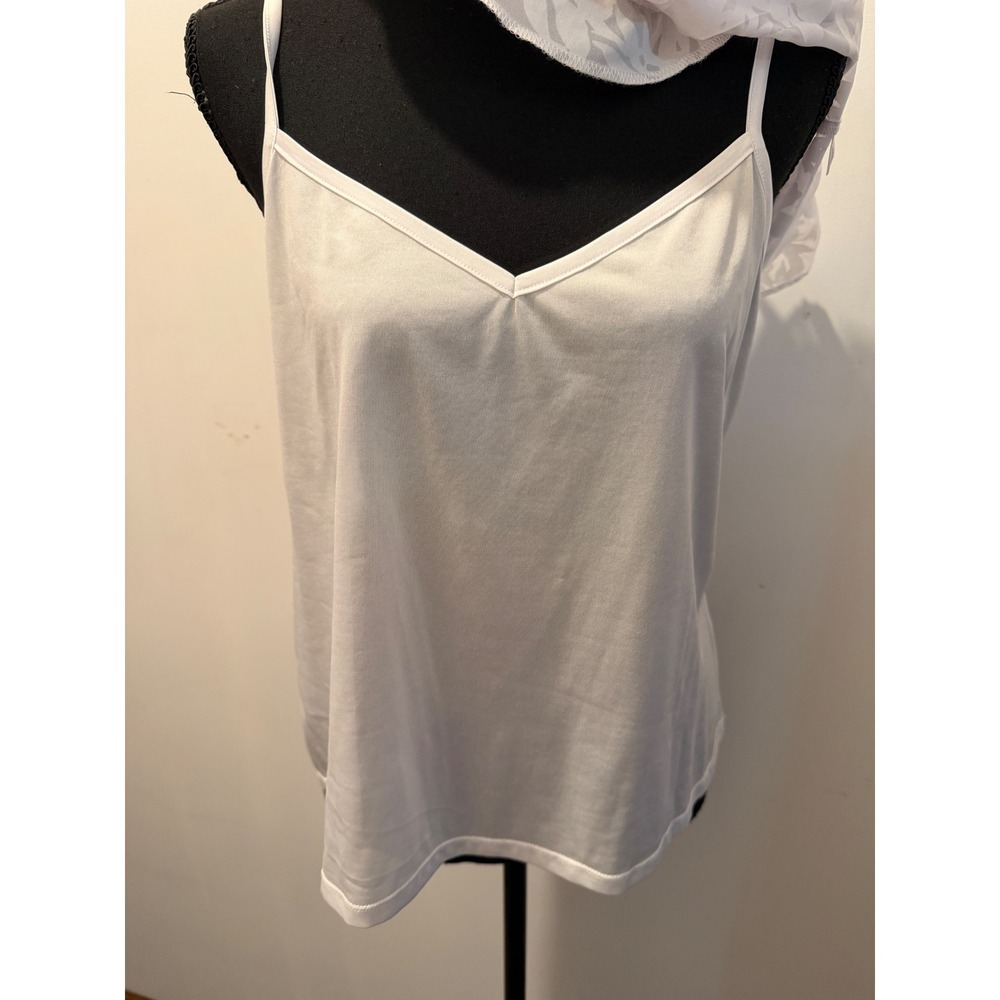 Liz Claiborne XL White Floral Devore Sleeveless Blouse keyhole back with‎ Cami - Picture 4 of 8